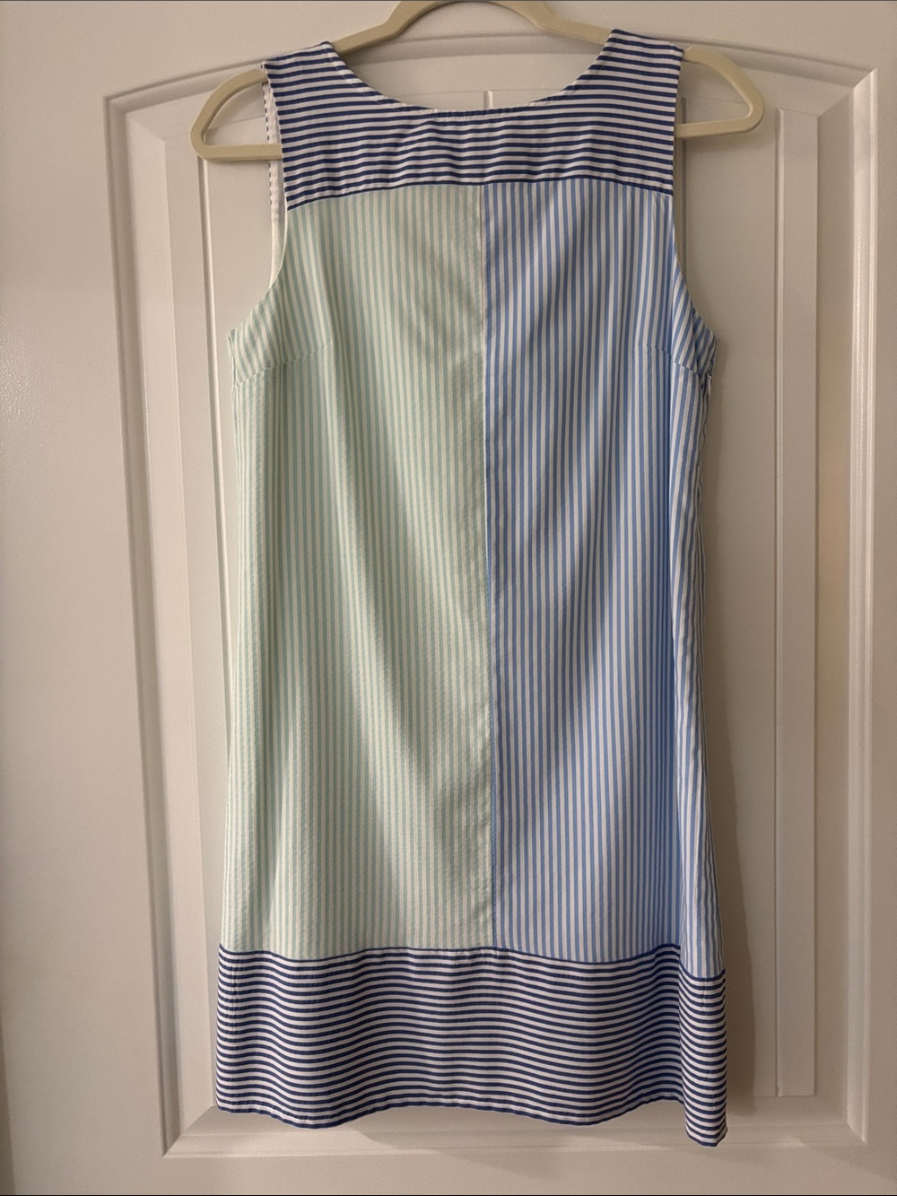 Vineyard Vines Striped Sleeveless Shift Dress in Mint, Light Blue & Navy